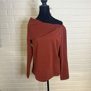 Grub Off Shoulder Long Sleeve Knit Blouse Sz XL Orange Draped Night Out Warm